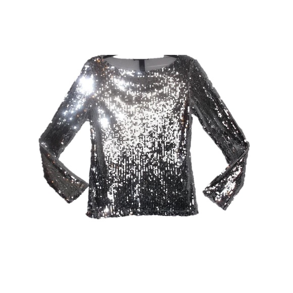 womens silver sequin tops